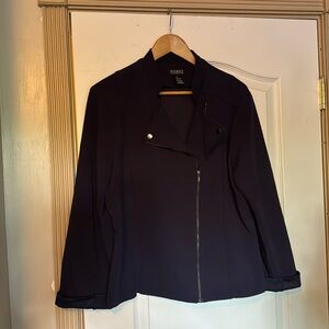Navy Blue Cross body zipper jacket